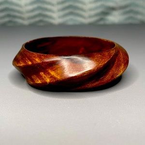 Vintage Teak Wood Bangle Bracelet
